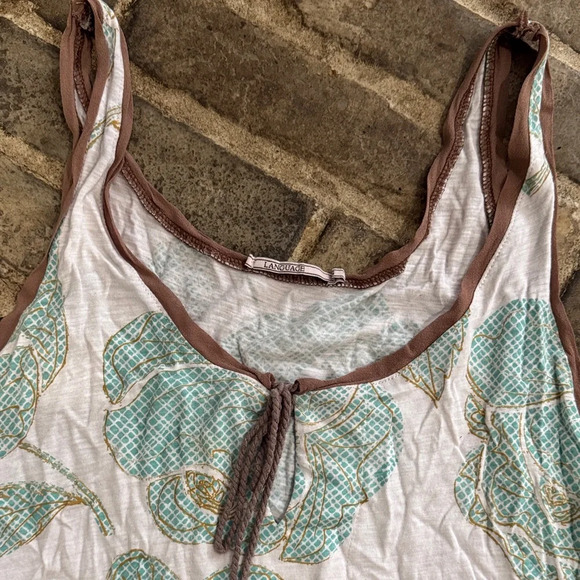 Neutral Earthy Toned Relaxed Boho Floral Tank Top - Picture 3 of 6